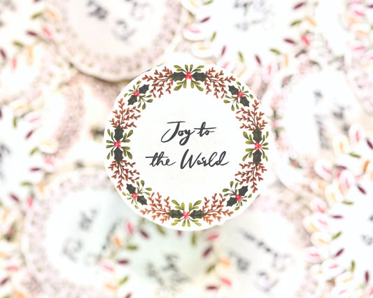 Set of 5 Christmas Wreath Stickers - 2 Inch