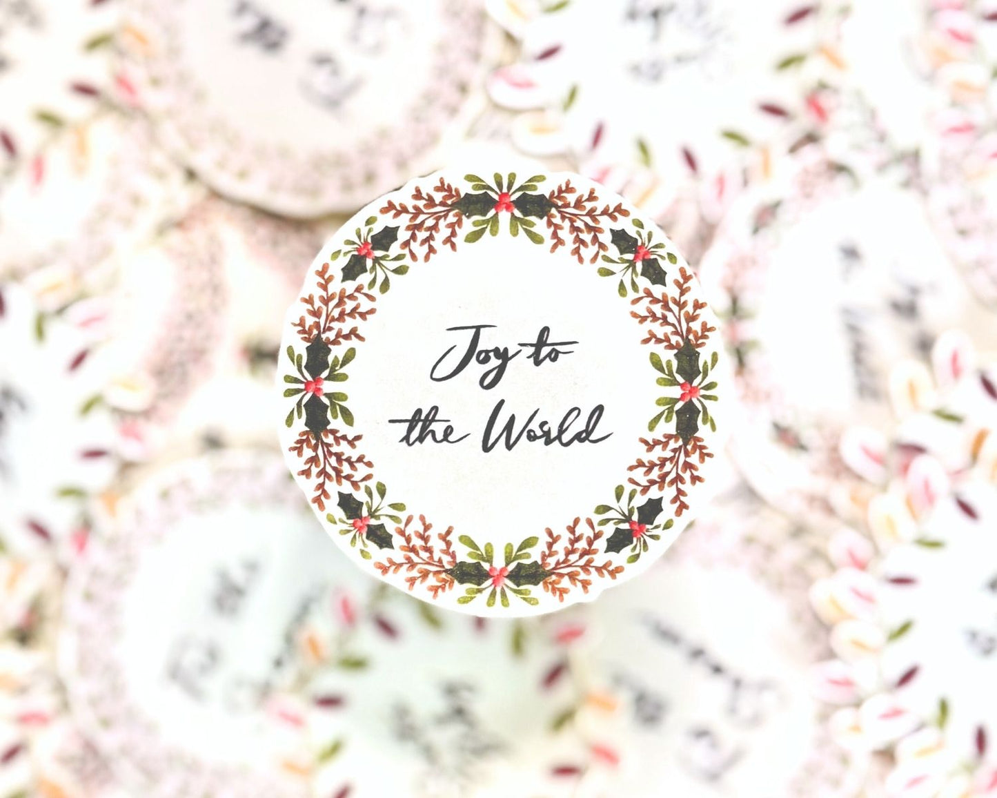 Christmas Wreath Sticker - Tis The Season - 2 Inch