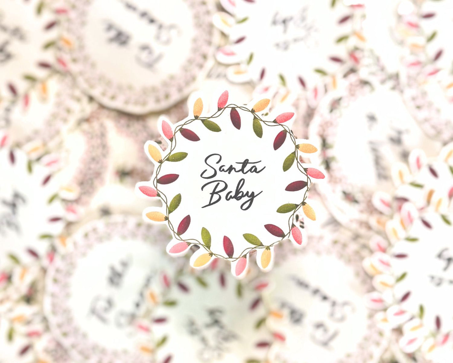 Set of 5 Christmas Wreath Stickers - 2 Inch