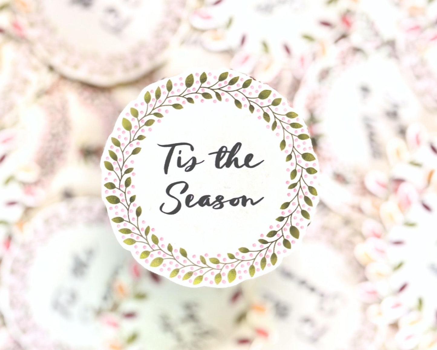 Set of 5 Christmas Wreath Stickers - 2 Inch