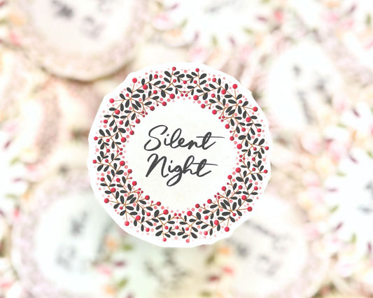 Christmas Wreath Sticker - Silent Night - 2 Inch